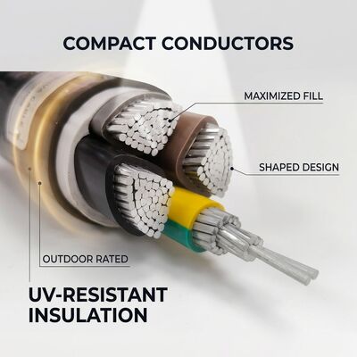 UV Resistant PVC Insulated Power Cable 0.6/1kV 4x35mm2 Aerial Overhead Outdoor Use поставщик