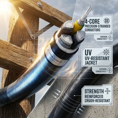 ABC 4x35mm2 UV Stabilized PVC Insulated Aerial Bundled Cable Overhead 0.6/1kV IEC60502 поставщик